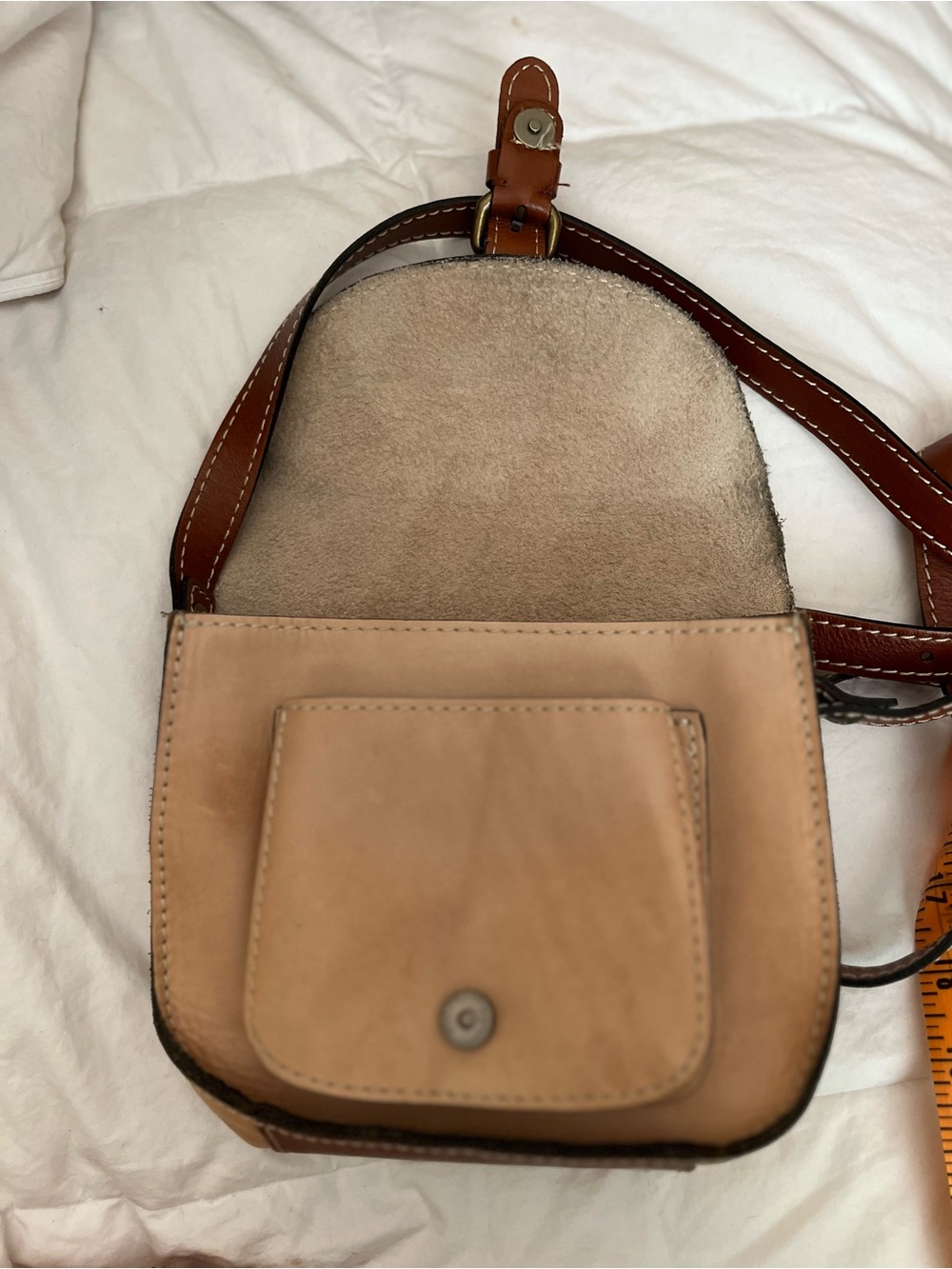 Patricia Nash Beige and Brown Leather Buckle Crossbody - Picture 5 of 9